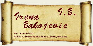 Irena Bakojević vizit kartica